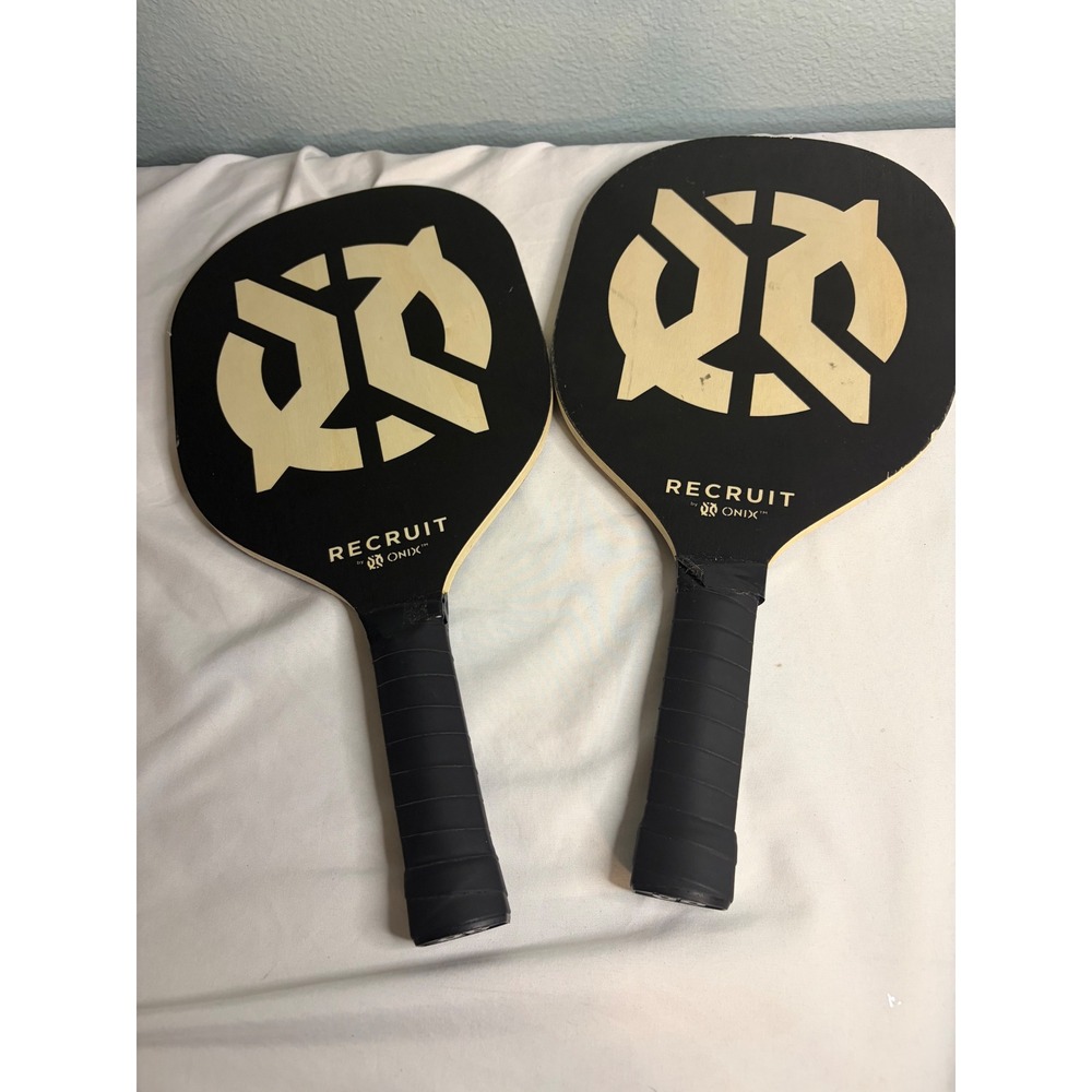 Onix Recruit Pickleball Paddles Set of 2 Black Wood Beginner Rackets
